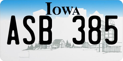 IA license plate ASB385