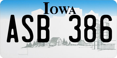 IA license plate ASB386