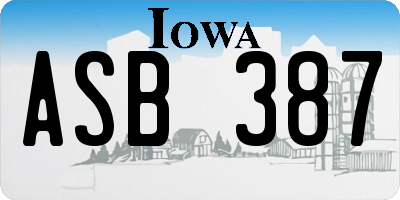 IA license plate ASB387