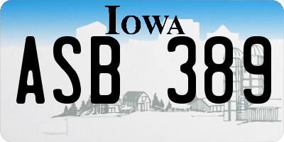 IA license plate ASB389