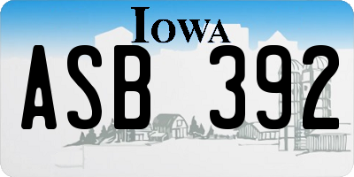 IA license plate ASB392