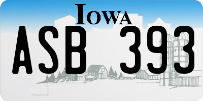 IA license plate ASB393