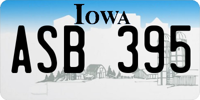 IA license plate ASB395