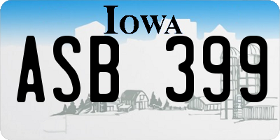 IA license plate ASB399