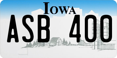 IA license plate ASB400