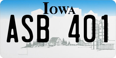 IA license plate ASB401