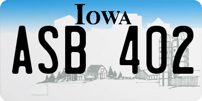 IA license plate ASB402