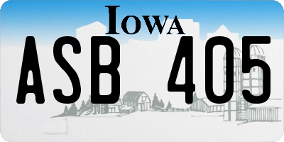 IA license plate ASB405