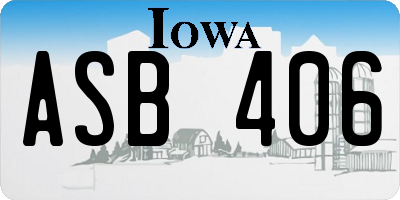 IA license plate ASB406
