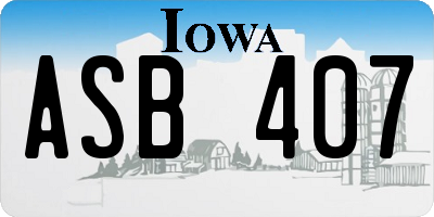 IA license plate ASB407