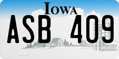 IA license plate ASB409