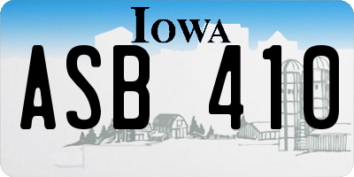 IA license plate ASB410