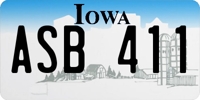 IA license plate ASB411