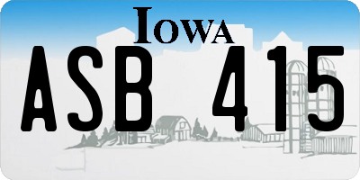 IA license plate ASB415