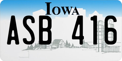 IA license plate ASB416