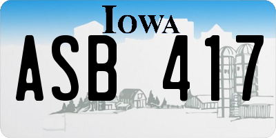 IA license plate ASB417