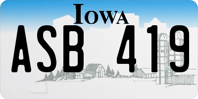 IA license plate ASB419