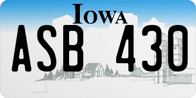 IA license plate ASB430