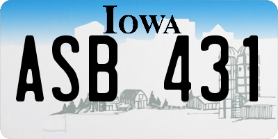 IA license plate ASB431