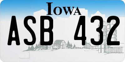 IA license plate ASB432