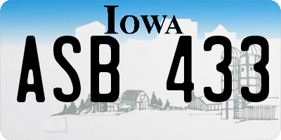 IA license plate ASB433