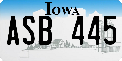 IA license plate ASB445