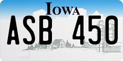 IA license plate ASB450