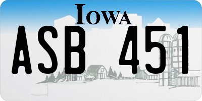 IA license plate ASB451