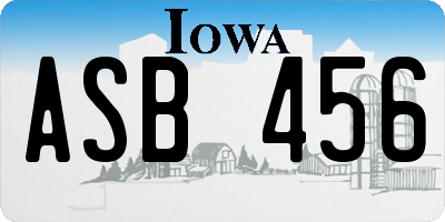 IA license plate ASB456