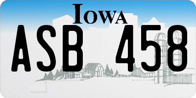 IA license plate ASB458