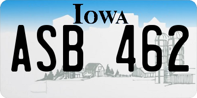 IA license plate ASB462