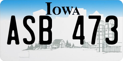 IA license plate ASB473