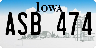 IA license plate ASB474