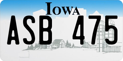 IA license plate ASB475