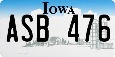 IA license plate ASB476