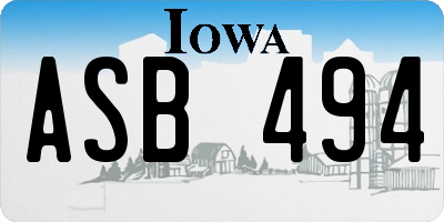 IA license plate ASB494