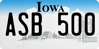IA license plate ASB500