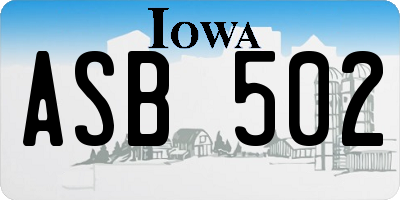 IA license plate ASB502