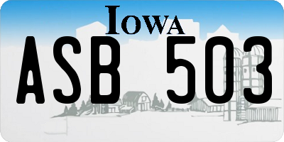 IA license plate ASB503
