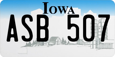 IA license plate ASB507