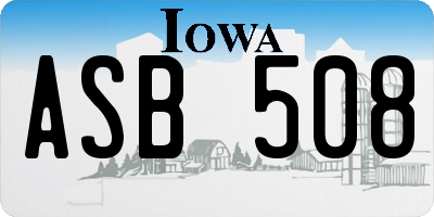 IA license plate ASB508