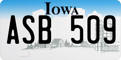 IA license plate ASB509