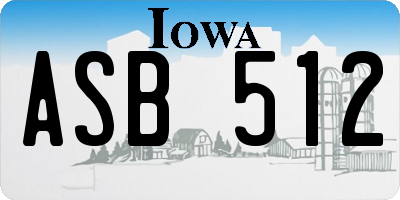 IA license plate ASB512