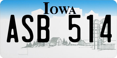 IA license plate ASB514