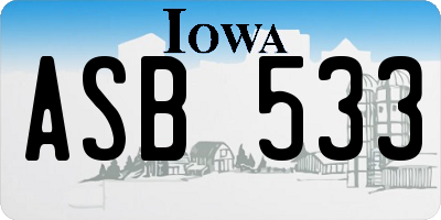 IA license plate ASB533