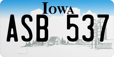 IA license plate ASB537