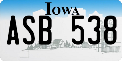 IA license plate ASB538