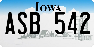 IA license plate ASB542