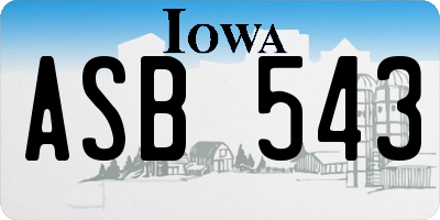 IA license plate ASB543