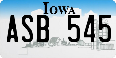 IA license plate ASB545